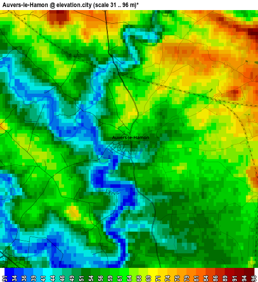 Auvers-le-Hamon elevation map