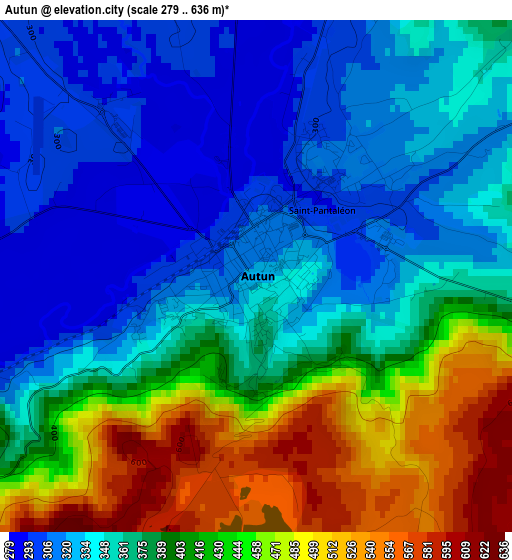 Autun elevation map