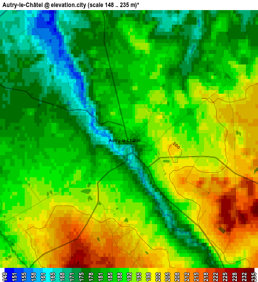 Autry-le-Châtel elevation map