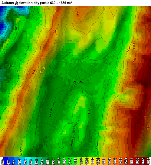 Autrans elevation map