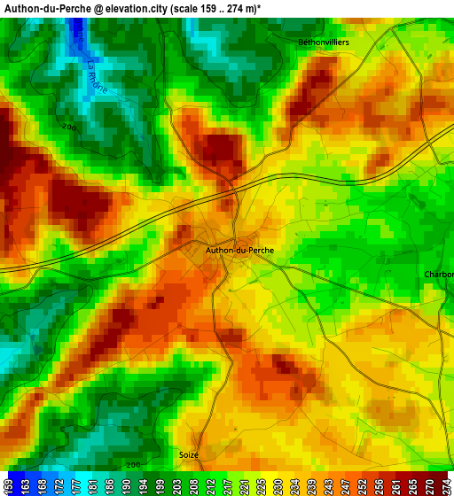 Authon-du-Perche elevation map