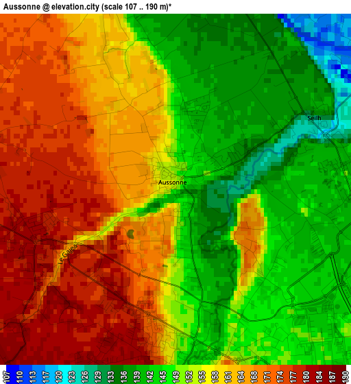 Aussonne elevation map