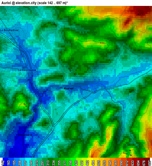 Auriol elevation map