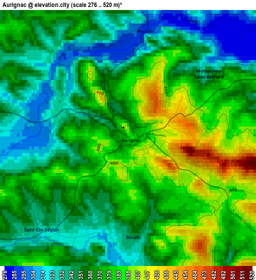 Aurignac elevation map