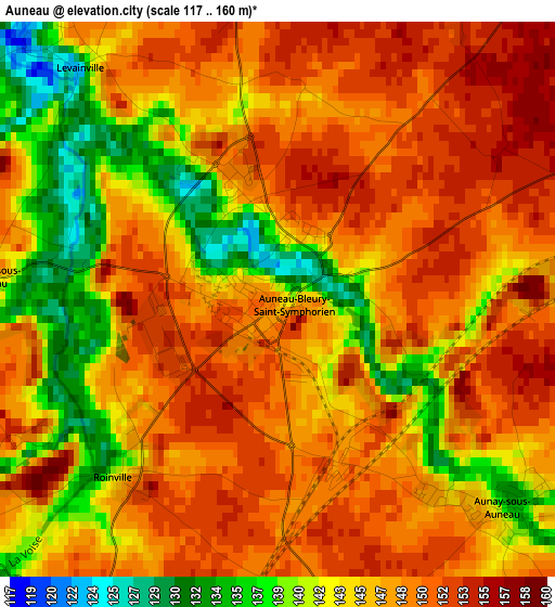 Auneau elevation map