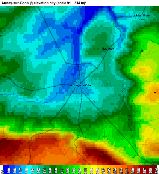 Aunay-sur-Odon elevation map