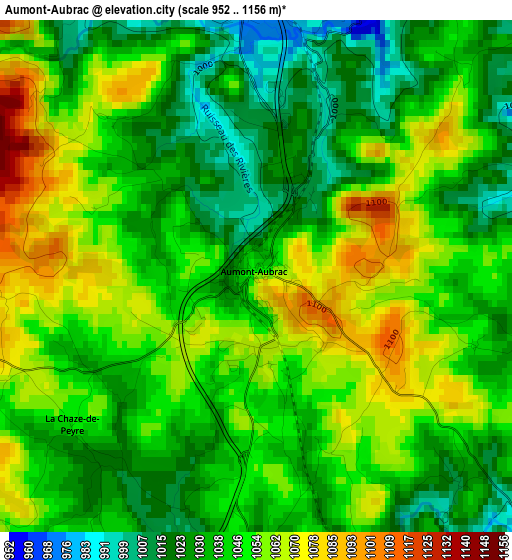 Aumont-Aubrac elevation map