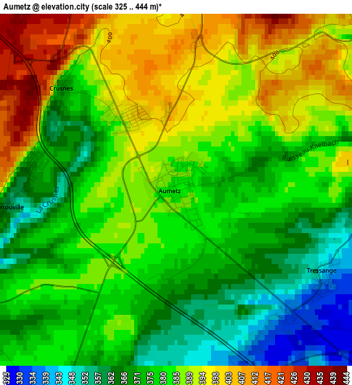 Aumetz elevation map