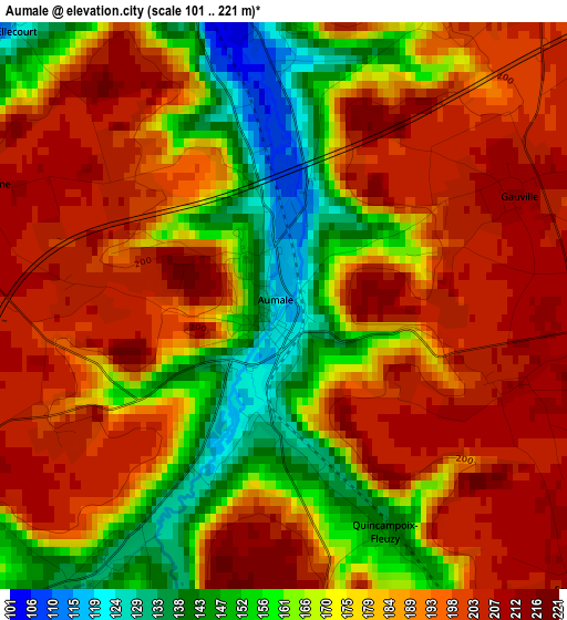 Aumale elevation map