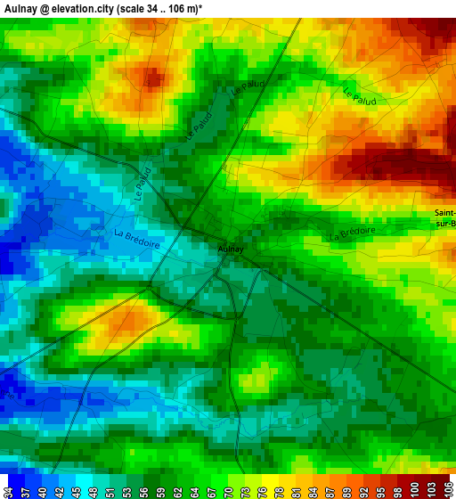 Aulnay elevation map