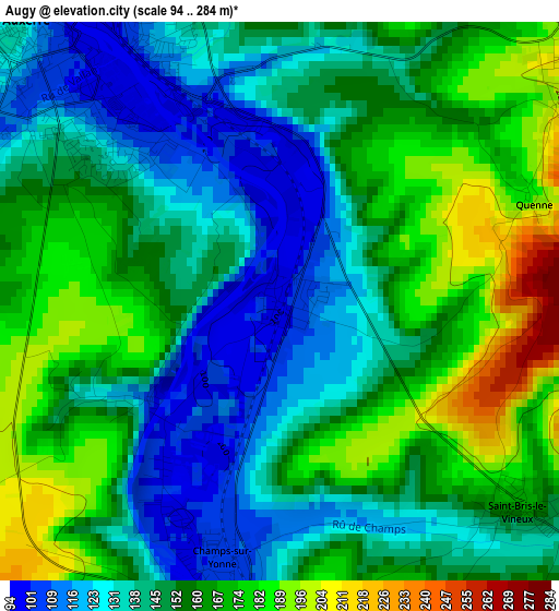 Augy elevation map