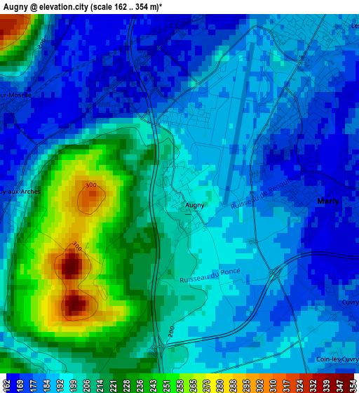 Augny elevation map