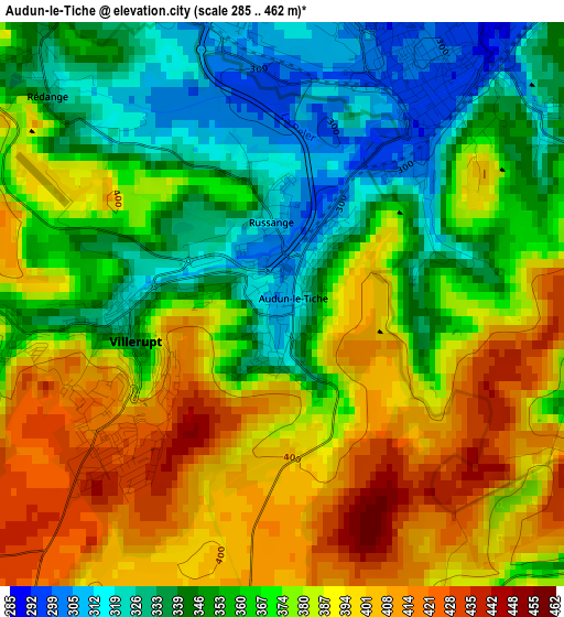 Audun-le-Tiche elevation map