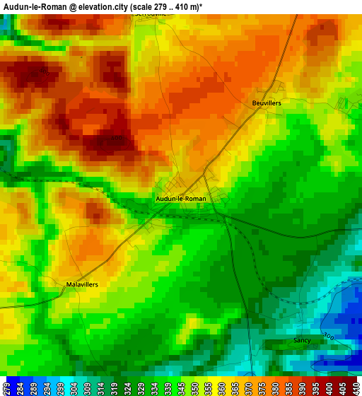 Audun-le-Roman elevation map