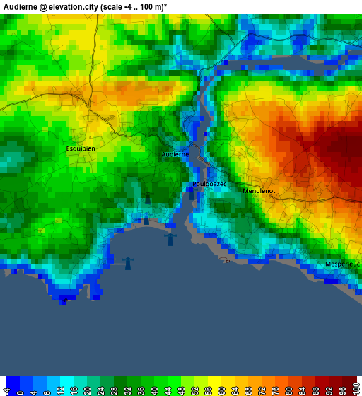 Audierne elevation map