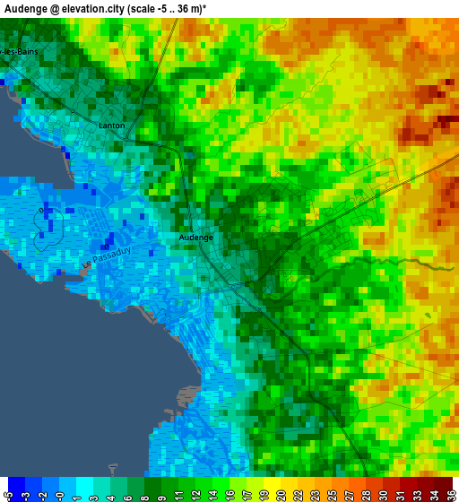 Audenge elevation map