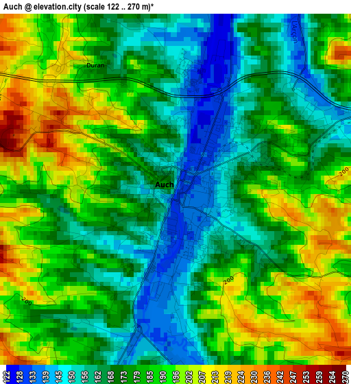 Auch elevation map