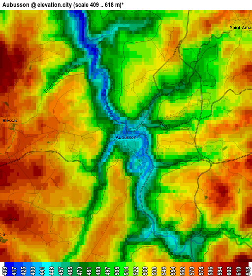 Aubusson elevation map