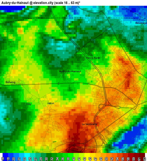 Aubry-du-Hainaut elevation map