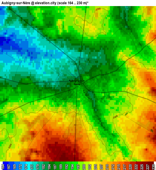 Aubigny-sur-Nère elevation map