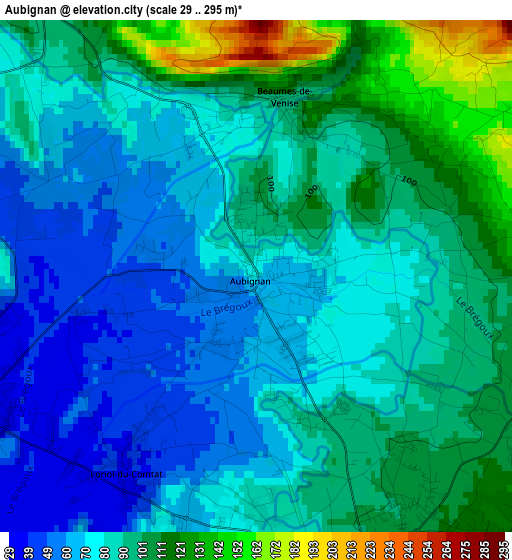 Aubignan elevation map