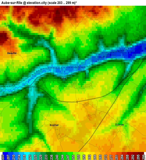 Aube-sur-Rîle elevation map