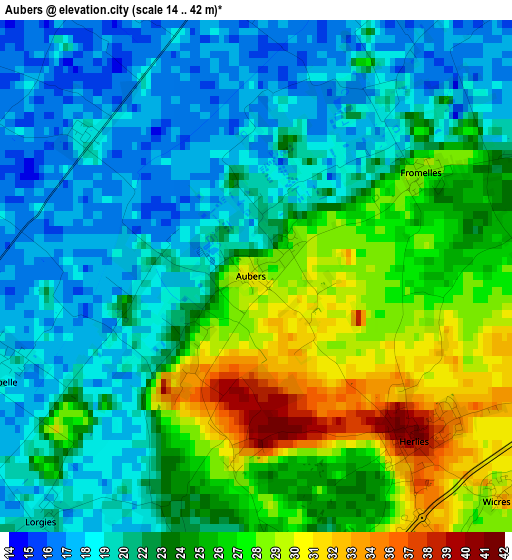 Aubers elevation map