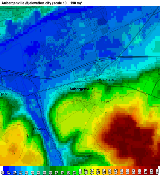 Aubergenville elevation map