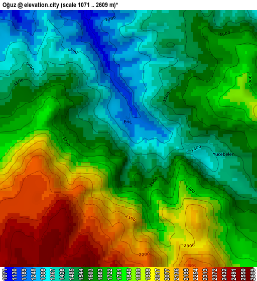 Oğuz elevation map