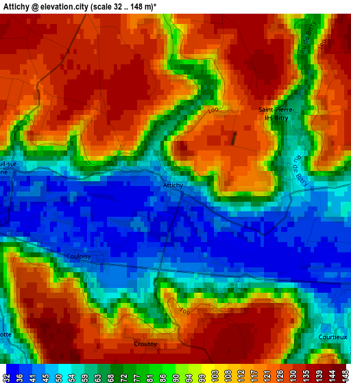 Attichy elevation map