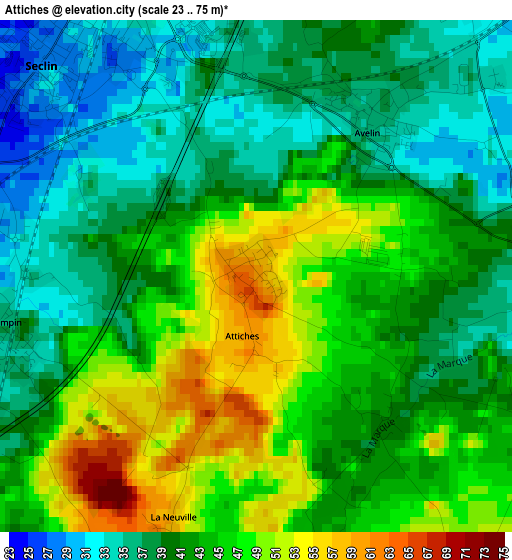 Attiches elevation map