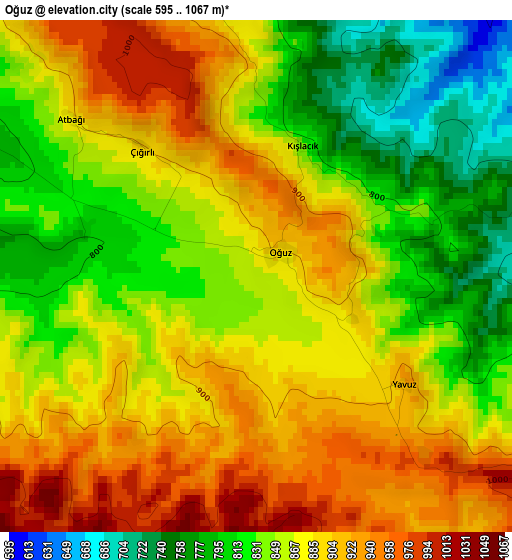 Oğuz elevation map