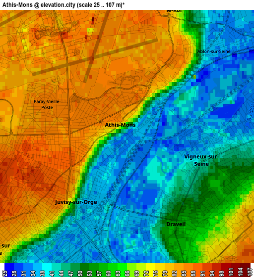 Athis-Mons elevation map