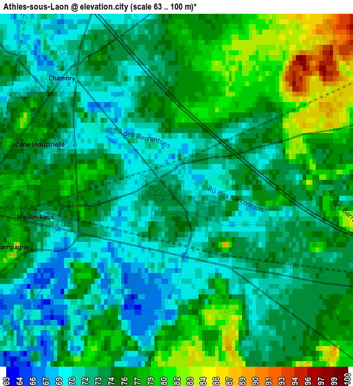 Athies-sous-Laon elevation map