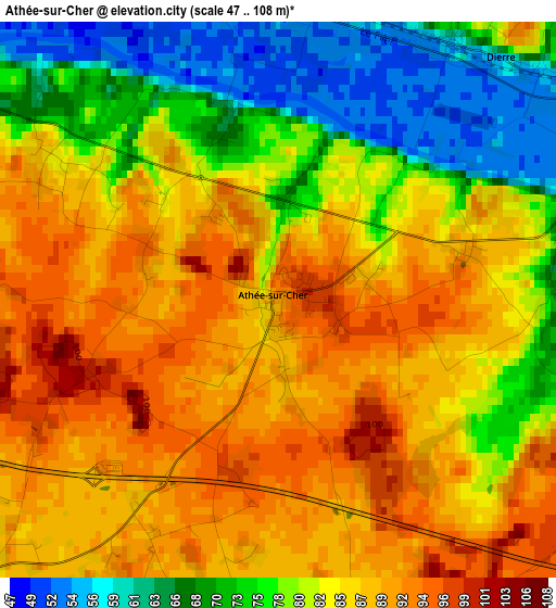 Athée-sur-Cher elevation map