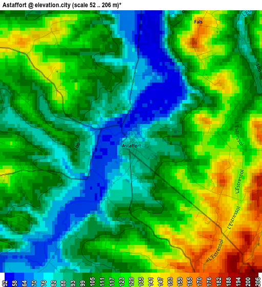 Astaffort elevation map