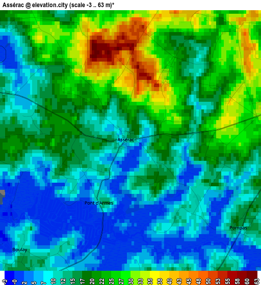 Assérac elevation map