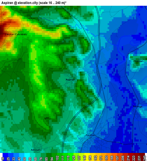 Aspiran elevation map