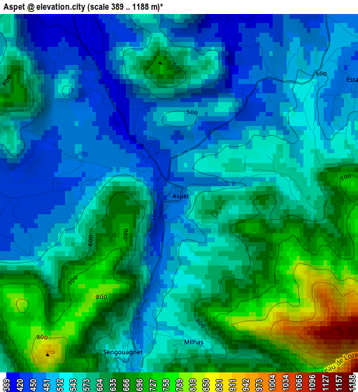 Aspet elevation map