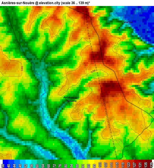 Asnières-sur-Nouère elevation map