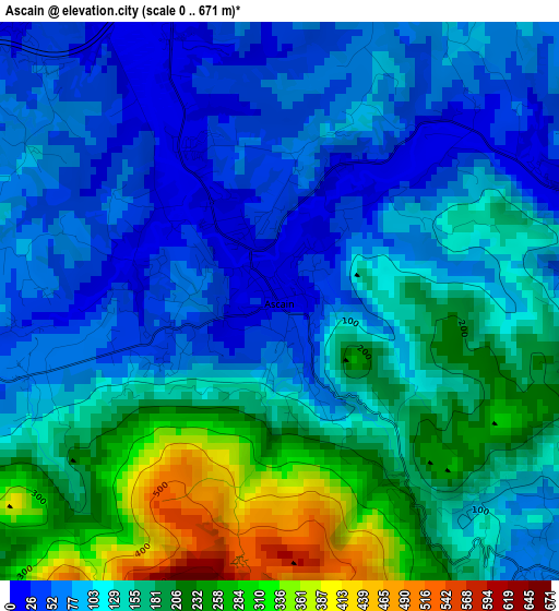 Ascain elevation map