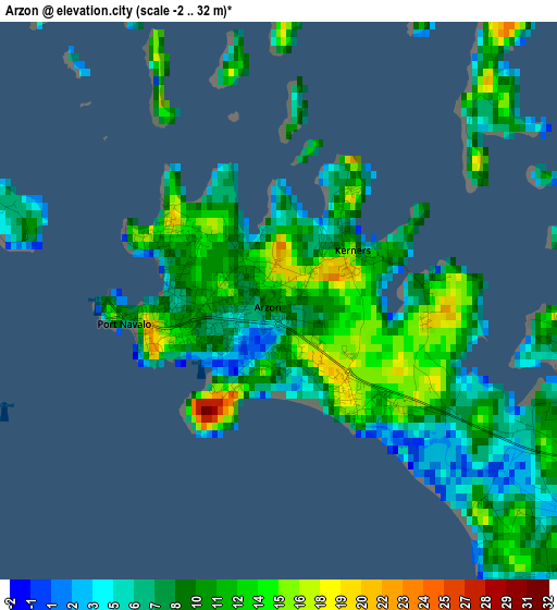 Arzon elevation map