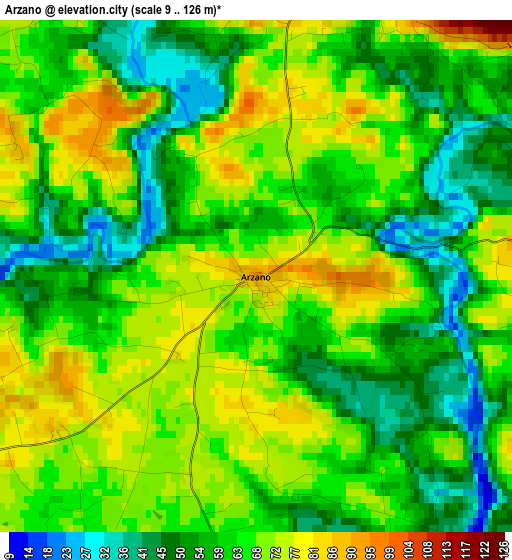 Arzano elevation map