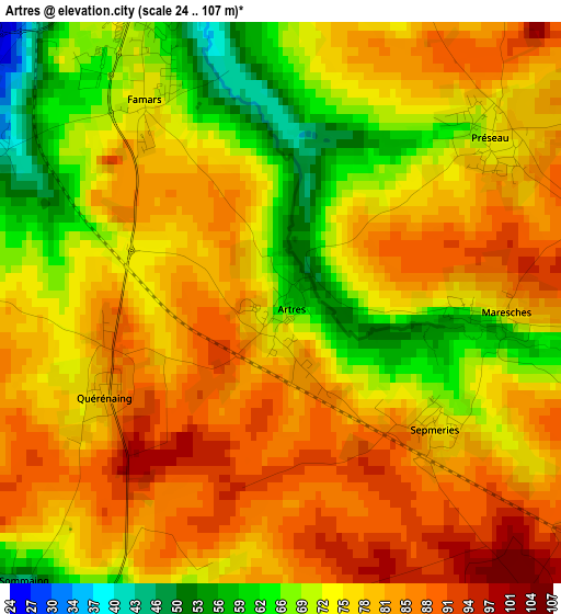 Artres elevation map