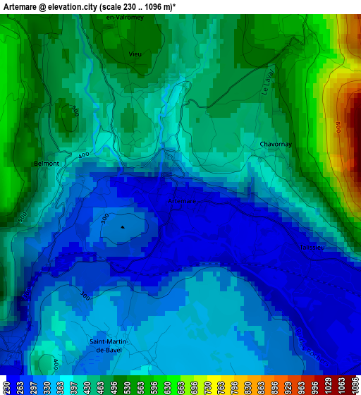 Artemare elevation map