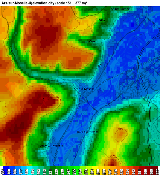 Ars-sur-Moselle elevation map