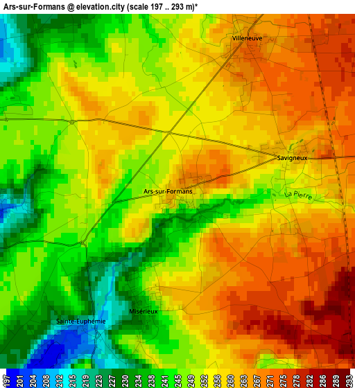 Ars-sur-Formans elevation map