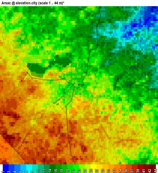 Arsac elevation map