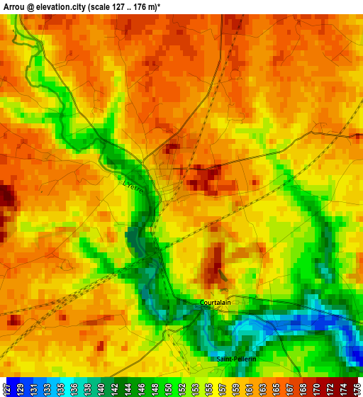 Arrou elevation map