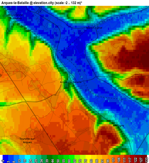 Arques-la-Bataille elevation map